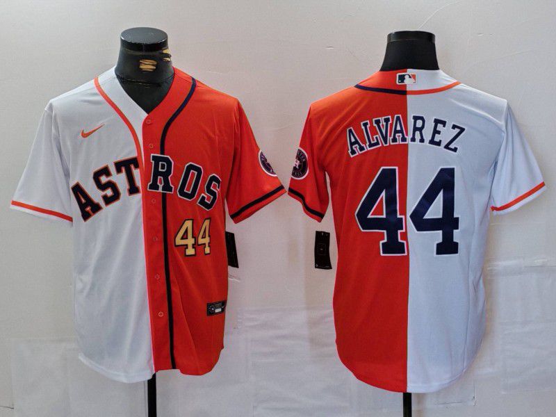 Men Houston Astros 44 Alvarez White orange Nike 2024 MLB Jersey style 2